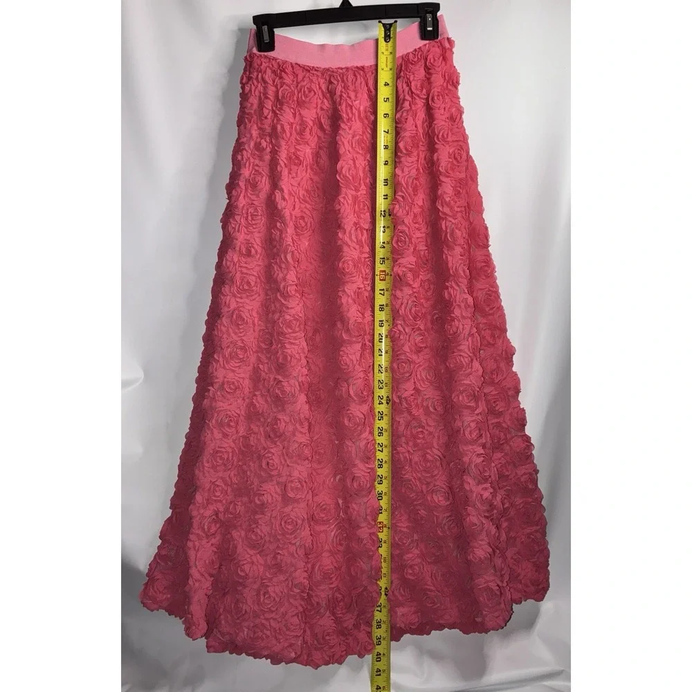 Anthropologie Maeve Maxi Long Skirt XS Women's Pink Floral Appliqué Preppy Boho